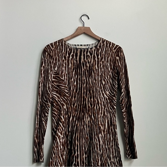 New Michael Kors Fit & Flare Leopard Animal Print Long Sleeve Sweater Dress Sm - Picture 5 of 14